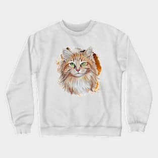 Watercolor Splash Beautiful Brown Cat Crewneck Sweatshirt